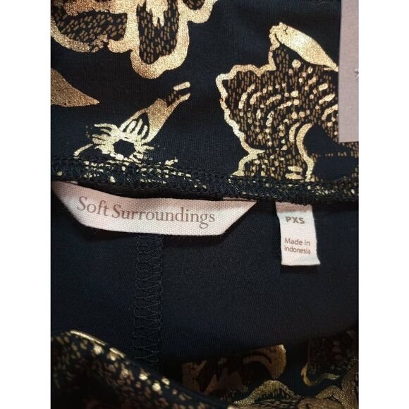 Soft Surrounding Pants Ladies Extra Small Petite Black Gold Metallic Straight Le - Picture 5 of 7